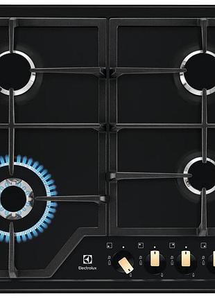 Варочная поверхность electrolux kgs6436rk газовая, 60см, чугун, черный мат.