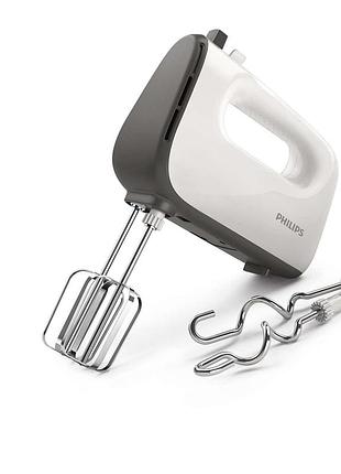 Міксер philips hr3740/00 ручний viva collection 450вт, насадки-4, біло-сірий