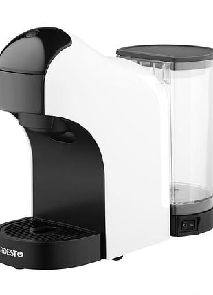 Кофеварка ardesto капсульная, 0.8л, капсулы nespresso, nescafe dolce gusto, молотый кофе, сенсорное управление, белый