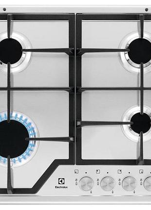 Варочная поверхность electrolux kgs6426sx газовая, 60см, чугун, нерж