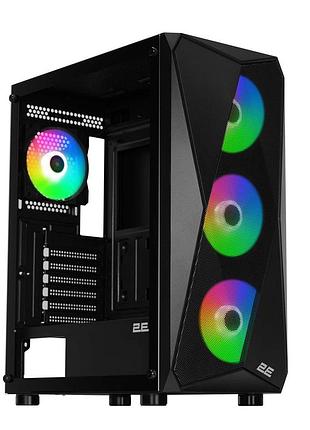 Корпус 2e gaming aruba g3313b, без бп 1xusb3.0, 2xusb2.0, 5x120мм argb, vga 300мм, lcs ready, hub, tg side panel, atx, чёрный