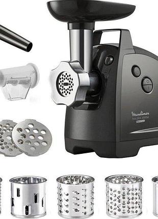 Мясорубка tefal ne685838 hvb plus, 2000вт, 2.6кг/мин, 3 решетки, насадка для колбас, кеббе, томатов, 5 терок, пластик/металл,