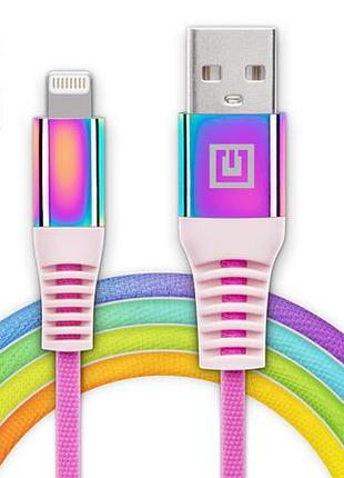 Кабель real-el mfi usb a - lightning rainbow 1m
