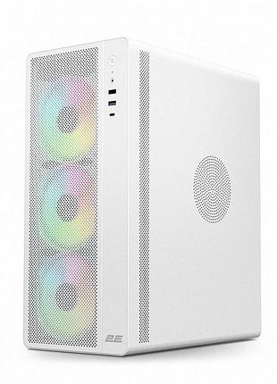 Корпус 2e gaming credo plus v510w без бж, 1xusb3.0, 1х usb 2.0, 1xusb type-c, 4x120мм rgb rainbow, vga 310мм, tg side panel, atx,