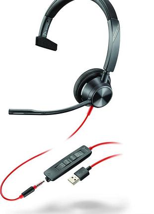 Гарнитура компьютерная моно on-ear poly 76j12aa blackwire 3315, usb-a, всенаправленный, черный