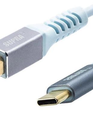 Кабель usb-c – usb-b supra usb 2.0 1 м ice blue