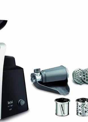 Мясорубка tefal ne109838 hv1 7in1, 1400вт, 1.7кг/мин, 2 решетки, насадка для колбас, томатов, 3 терки, пластик, черный
