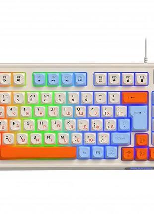 Ігрова клавіатура maxxter kbg-3c01-ua, дротова, блок мультимедіа, 3-колірні клавіші, підсвічування
