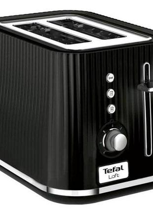 Тостер tefal tt761838 loft 850вт, разморозка, пластик, черный