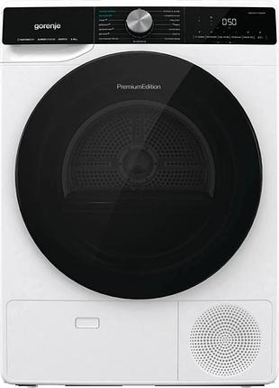Сушильная машина gorenje dns92 тепловой насос, 9кг, a++, 60см, дисплей, 15 программ, подсветка барабана, белый