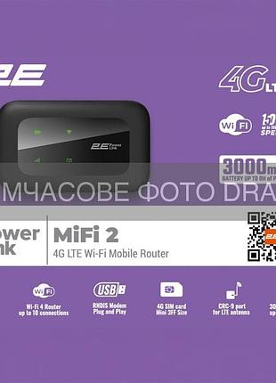 Мобильный маршрутизатор 2e 794300866717 powerlink (mifi-2 2025) n150, lte, wi-fi4, 1xtype-c, 1xcrc9, 3000ма•ч черный