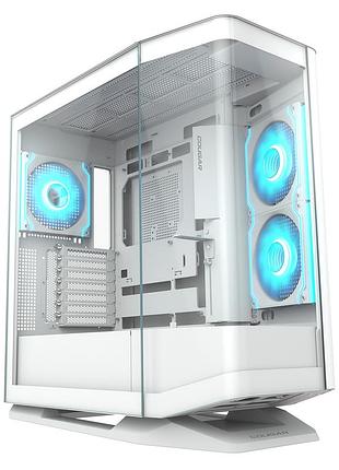 Корпус комп'ютерний cougar fv270 rgb white ігровий, 3*120mm, 1*140mm, argb fan pre-installed, type-c x1, usb3.0 x2, audio x1,