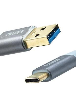 Usb-кабель supra usb 3.2 type-a to type-c 3 м ice blue