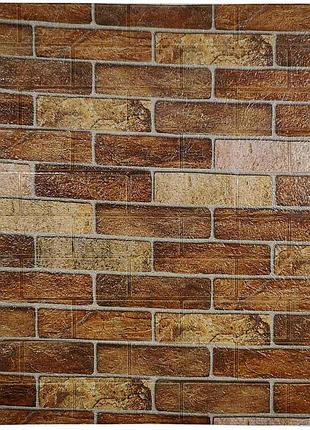 Самоклеюча декоративна 3d панель під коричневу єкатеринославську цеглу 700x770x3 мм