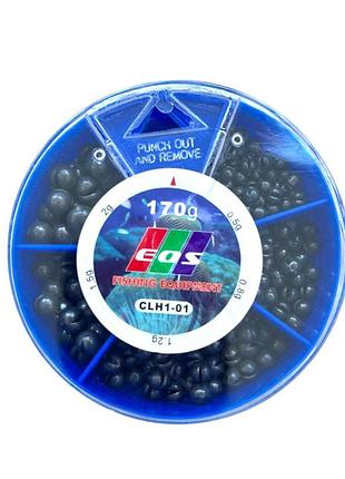 Набор грузов в круглой коробке с ячейками eos clh1-01 170g (форма круглая) 0,5g/ 0,8g/ 1,2g/ 1,5g/ 2g
