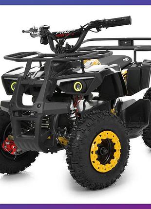 Квадроцикл электрический с мотором 1000w profi hb-atv1000as-2-6 для детей 5-10 лет черно-желтый