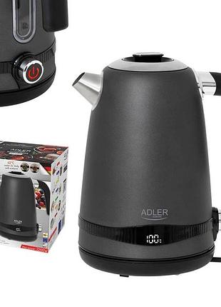 Чайник металлический adler ad 1295 1.7л 1850вт электрический с терморегулятором 40-100 °с gray top shop ua_