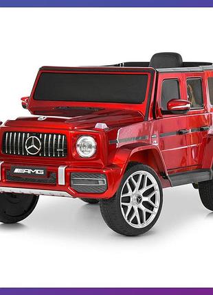 Детский электромобиль на аккумуляторе mercedes g63 с пультом р/у для детей 3-8 лет красный крашеный