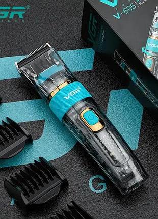 Аккумуляторная машинка для стрижки волосс vgr v-695 від usb 2600 mah, зеленый