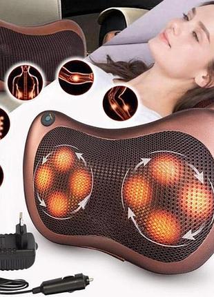Массажная подушка massage pillow chm-8028 на 8 роликов для шеи и спины, массажер роликовый