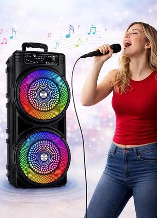 Колонка bluetooth wireless speaker ttd-2807 / портативная караоке-колонка с rgb-подсветкой