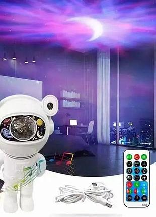 Лазерный ночник-проектор звёздного неба с bluetooth динамиком "astronaut projector light" xl-818, белый