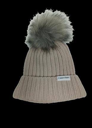 Жіноча в'язана шапка calvin klein, рожева осінньо-зимова р.1sz