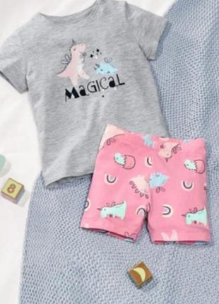 Піжама для дівчинки, зріст 86-92, колір сірий, рожевий