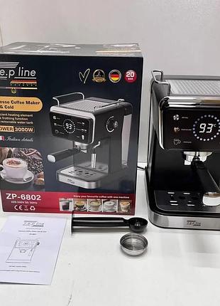 Кофемашина рожковая zepline zp-6802 с функцией горячего и холодного эспрессо с капучинатором кофеварка
