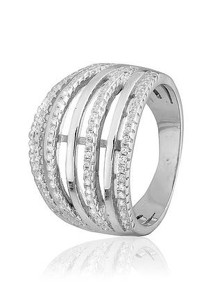 Серебряное кольцо с фианитами, размер 17,0, вес: 7.3 г