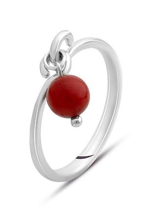 Серебряное кольцо высокогокачества с кораллом, вес изделия 1,66 гр (2145646) 18.5 размер 1.52, 16.5
