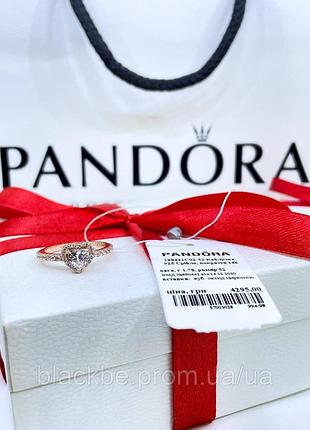 Серебряное кольцо пандора pandora 188421c02 искренние чувства сердце серебро ale met розовое золото новое 925, 19, новое