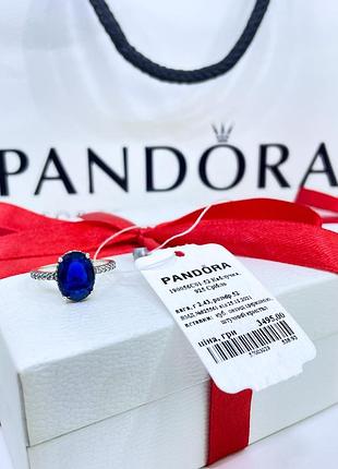 Срібне кільце пандора pandora 190056c01 сяючий ореол синій кристал срібло s925 ale нове з биркою
