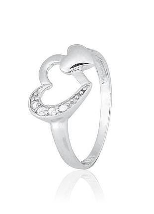 Серебряное кольцо с фианитами, размер 18,0, вес: 1.9 г