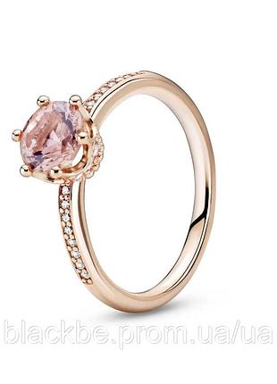 Серебряное кольцо пандора pandora 188289c01 с короной корона розовый серебро розовое золото ale met новое новое, 925, 16.5