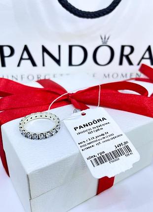 Серебряное кольцо пандора pandora 190050c01 сияющий ряд с камнями дорожка серебро s925 ale новое с биркой новое, 925, 16.5
