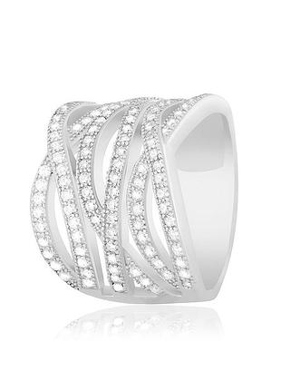 Серебряное кольцо с фианитами, размер 18,0, вес: 7.5 г