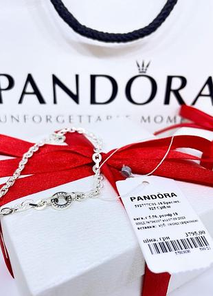 Серебряный браслет пандора pandora 592777c01 цепочный с кольцом с камнями цепь серебро s925 ale новое с биркой новое, 925, 18