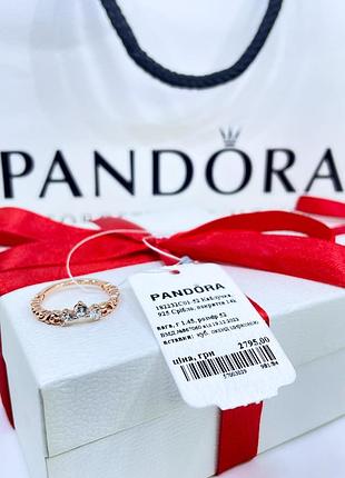 Срібне кільце пандора pandora 182232c01 тіара із завитками срібло рожеве золото ale met нове