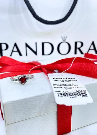 Срібне кільце пандора pandora 198421c02 щирі почуття серце червоне срібло проба s925 ale нове