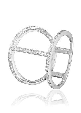 Серебряное кольцо с фианитами, размер 16,0, вес: 2.4 г