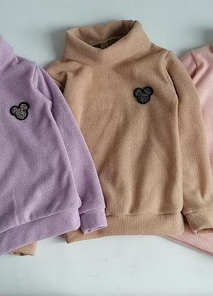 Красивый теплый свитер для девочки лиловый smiletime shine minnie 110
