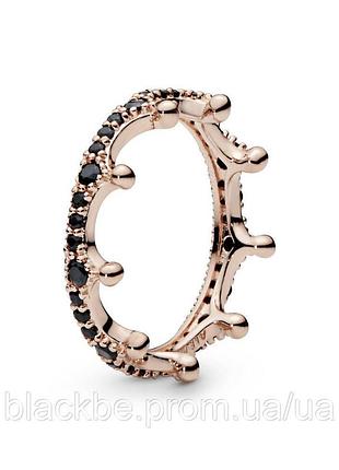 Серебряное кольцо пандора pandora 187087nck королевская корона с черными серебро розовое золото ale met новое 925, 19, новое