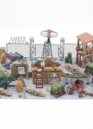 Большой набор сцен с военной базой и укреплениями для фигурок лего lego