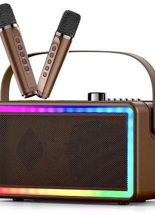 Беспроводная портативная караоке-система sdrd sp500 на два микрофона bluetooth колонка с led-подсветкой, 3d-звуком и эхо-эффектом