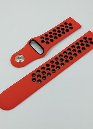 Силиконовый ремешок sport nike style для amazfit gtr 2 / pace / stratos / 22 мм красный / черный 1791p
