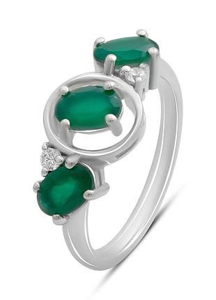 Серебряное кольцо высокогокачества с натуральным агатом 1.388ct, вес изделия 2,74 гр (2196358) 17 размер