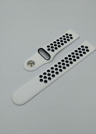 Силиконовый ремешок sport nike style для amazfit gtr 2 / pace / stratos / 22 мм белый / черный 1791p