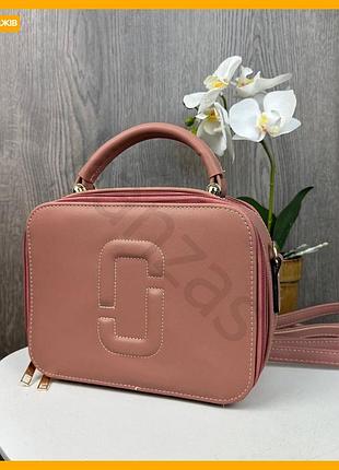 Качественная мини сумочка на плечо marc jacobs экокожа розовая каркасная для женщин с молнией и геометрическим