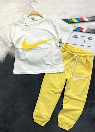 Спортивный костюм двойка nike футболка+штаны 110-116 желтый